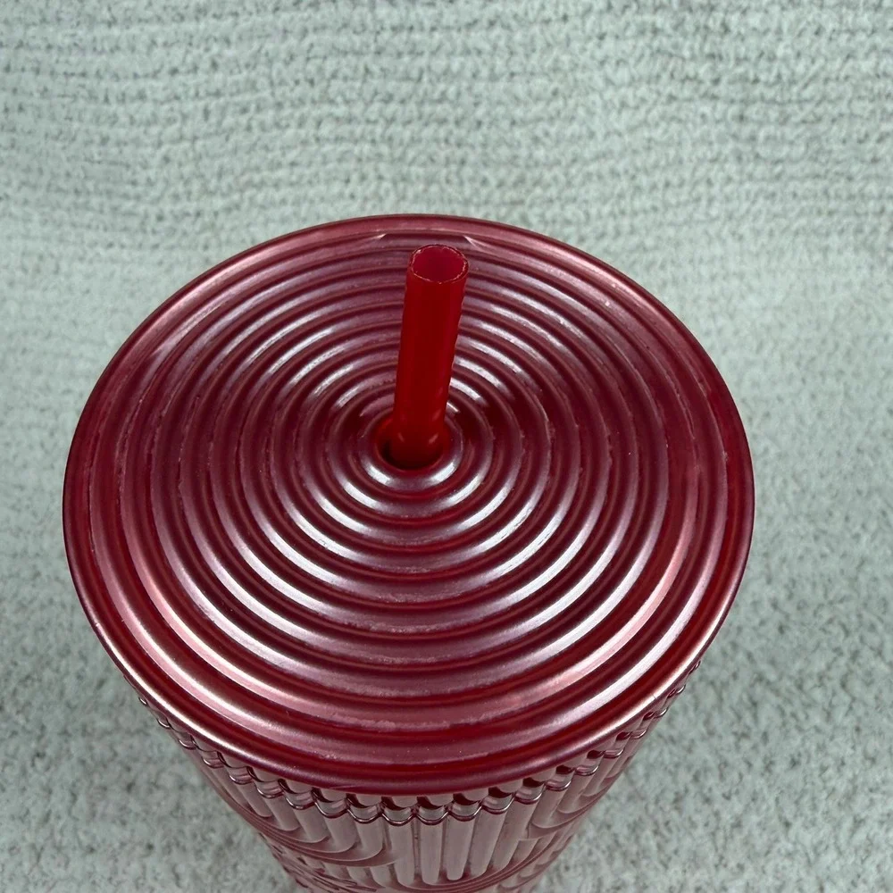 Starbucks 2022 Pink Tumbler 24 oz Cold Cup Quilted Arches‎ Reusable Straw Lid